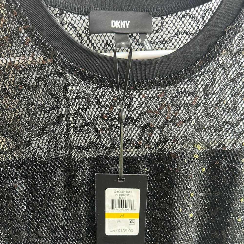DKNY Black Sheath sequined Midi Dress Crew Neck Short Sleeve - Picture 5 of 5
